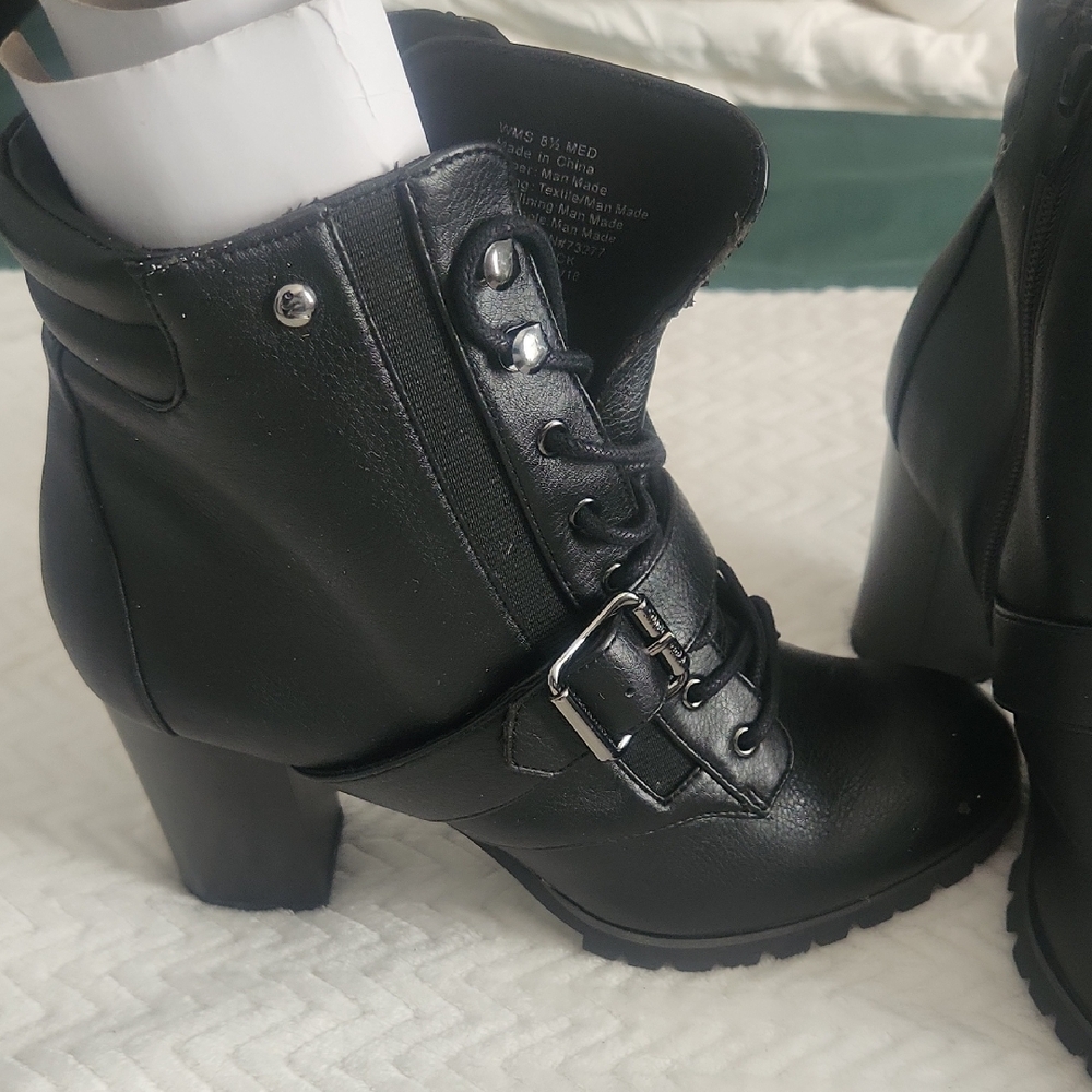 Vera Wang Black Buckle Ankle Boots